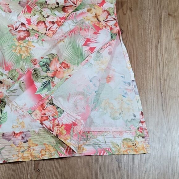 💚Island Shop Cream & Multicolored Tropical Hawaiian Print Tunic Small - Picture 5 of 9